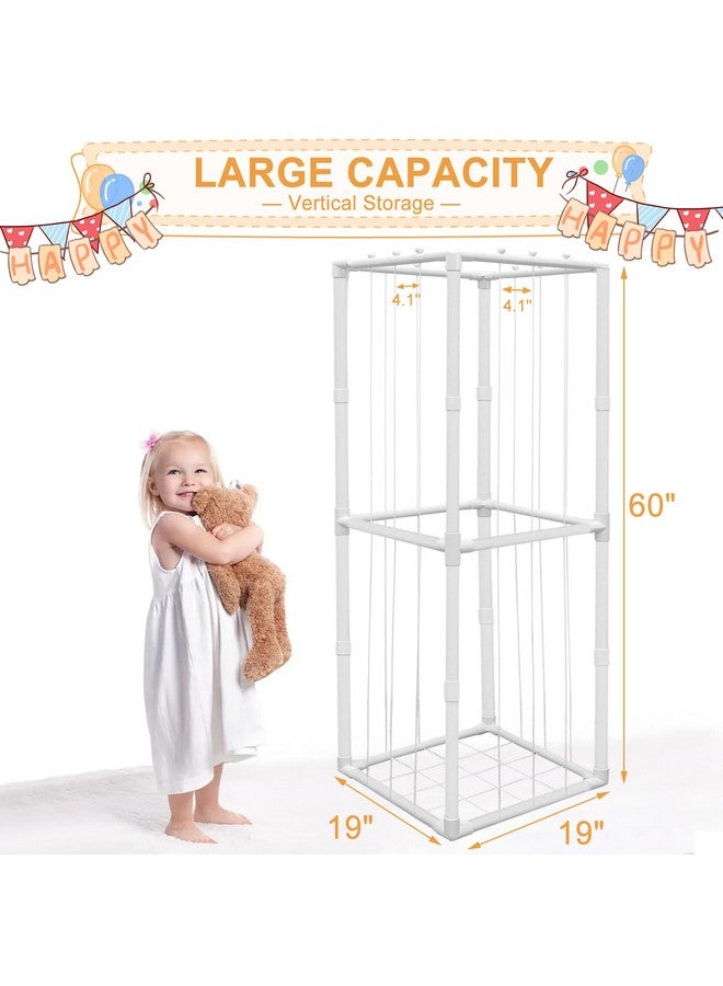 Cerpourt Stuffed Animal Storage,PVC Tube Zoo Stuffed Animal Holder with Elastic Band,Space Save Vertical Kids Plush Toy Organizer,Ideal for Boys Girls Nursery Playroom Kidroom Bedroom-White - Image 2