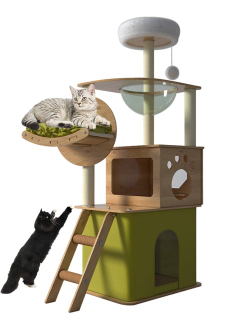 Large Cat Climbing Frame Multi-Level Cat Tower Cat Tree Cat Nest Pet Condo Cat Apartment Cat Jumping Platform Cat Scratching Board Sisal Cat Scratching Post Cat Toys 40x55x150 Cm Green
