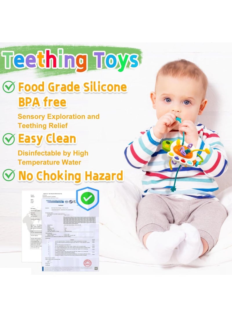 KASTWAVE Montessori Sensory Toys for Babies, Infant 6-12 Months Pull String Toy, Silicone Pull String Teething Toy, Baby Infant Fidget Travel Toys, Boys Girls Birthday Gifts (Owl) - Image 4