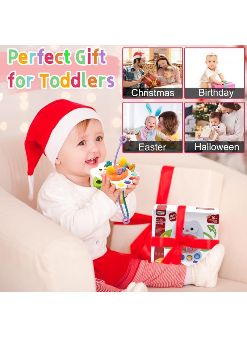 KASTWAVE Montessori Sensory Toys for Babies, Infant 6-12 Months Pull String Toy, Silicone Pull String Teething Toy, Baby Infant Fidget Travel Toys, Boys Girls Birthday Gifts (Owl) - Image 3