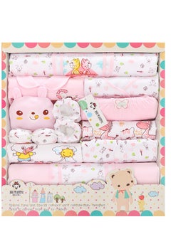 MIXDE 18PCS Newborn Baby Gifts Set, Newborns Layette Gift for Girl Boys, Infant Essential Clothes Accessories, Premium Cotton Babies' Pant and Top Sets, with Beautifully Packaged Boxes and Prints 