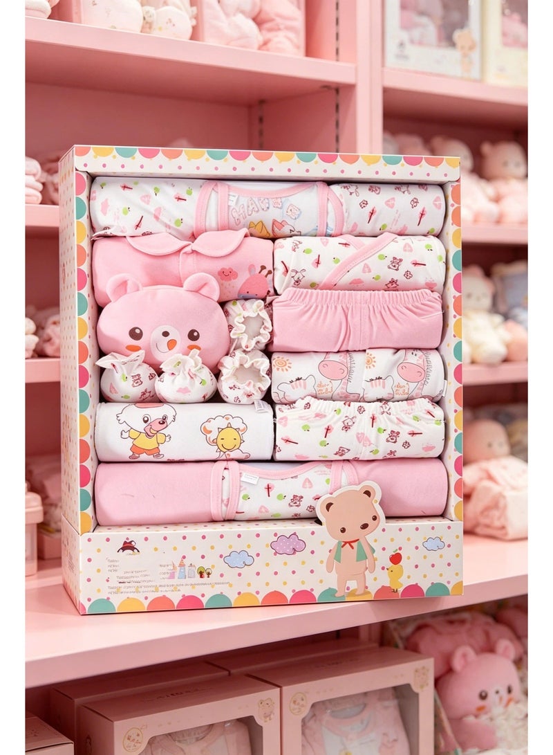 MIXDE 18PCS Newborn Baby Gifts Set, Newborns Layette Gift for Girl Boys, Infant Essential Clothes Accessories, Premium Cotton Babies' Pant and Top Sets, with Beautifully Packaged Boxes and Prints - Image 4