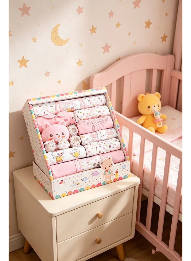 MIXDE 18PCS Newborn Baby Gifts Set, Newborns Layette Gift for Girl Boys, Infant Essential Clothes Accessories, Premium Cotton Babies' Pant and Top Sets, with Beautifully Packaged Boxes and Prints - Image 5