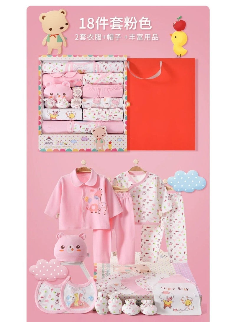 MIXDE 18PCS Newborn Baby Gifts Set, Newborns Layette Gift for Girl Boys, Infant Essential Clothes Accessories, Premium Cotton Babies' Pant and Top Sets, with Beautifully Packaged Boxes and Prints - Image 3