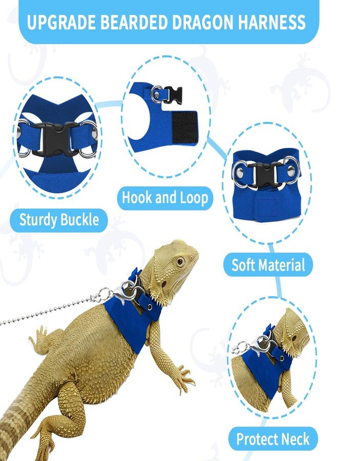 VOXGET 3 Pack Bearded Dragon Leash and Harness Set for Small Animals, 6.5FT Leash with 3 Sizes Adjustable Harness for Lizard Walking Adventure, Soft Vest Clothes for Squirrel Reptile Lovers -Blue - Image 2
