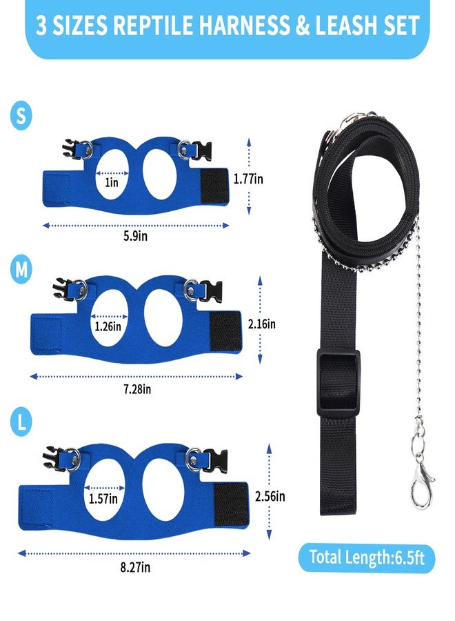 VOXGET 3 Pack Bearded Dragon Leash and Harness Set for Small Animals, 6.5FT Leash with 3 Sizes Adjustable Harness for Lizard Walking Adventure, Soft Vest Clothes for Squirrel Reptile Lovers -Blue - Image 3
