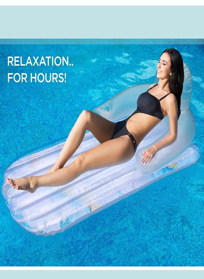 GALVANOX Pool Float for Adults, Galvanox Inflatable Lounge Chair Recliner for Swimming/Tanning - Blue Marble - Image 4