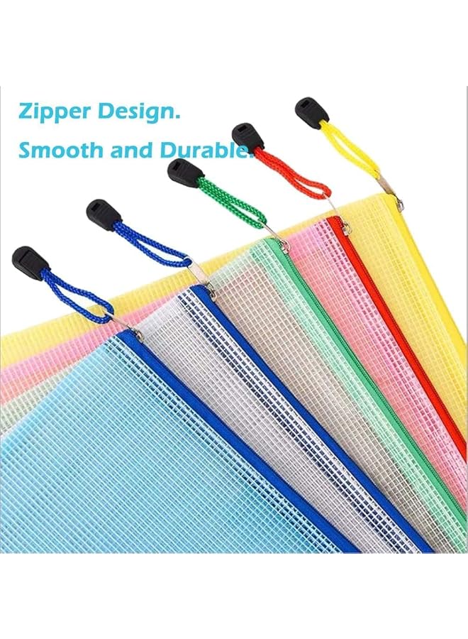 erorex 15 Pack Mesh Zipper Pouch Document Bag A3 A4 A5 Size Each Size 5Pcs 5 Color Zipper Bags For Office Home And Business Travel  - Image 4