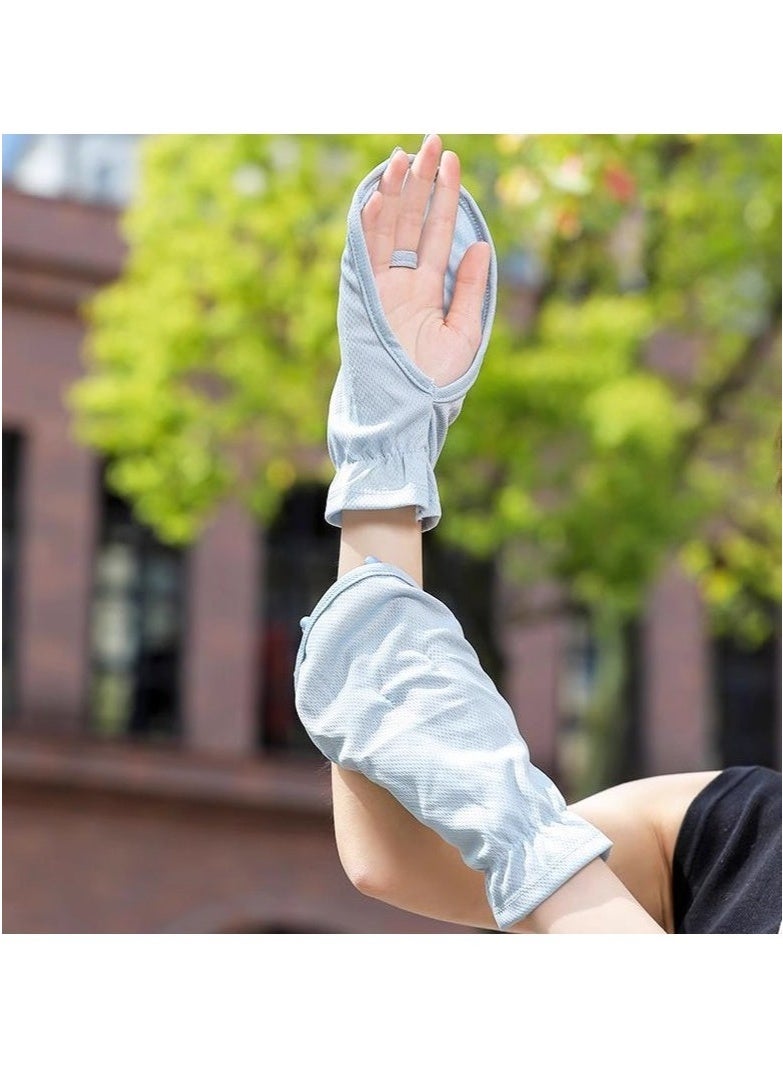 2 Pairs Hand Sun Protection Gloves, Drape Sunshade Cover UV Protector Breathable Cooling Fingerless for Women Men Driving Fishing Riding Hiking Canoeing Rowing Outdoor - Image 3