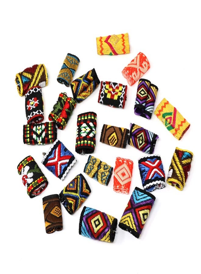 Honbay 24PCS Fabric Dreadlock Beads Colorful Cloth Dreadlock Bead Tubes Fashion Hair Braiding Accessories for Women Men Hair Decoration (12 Style) - Image 2