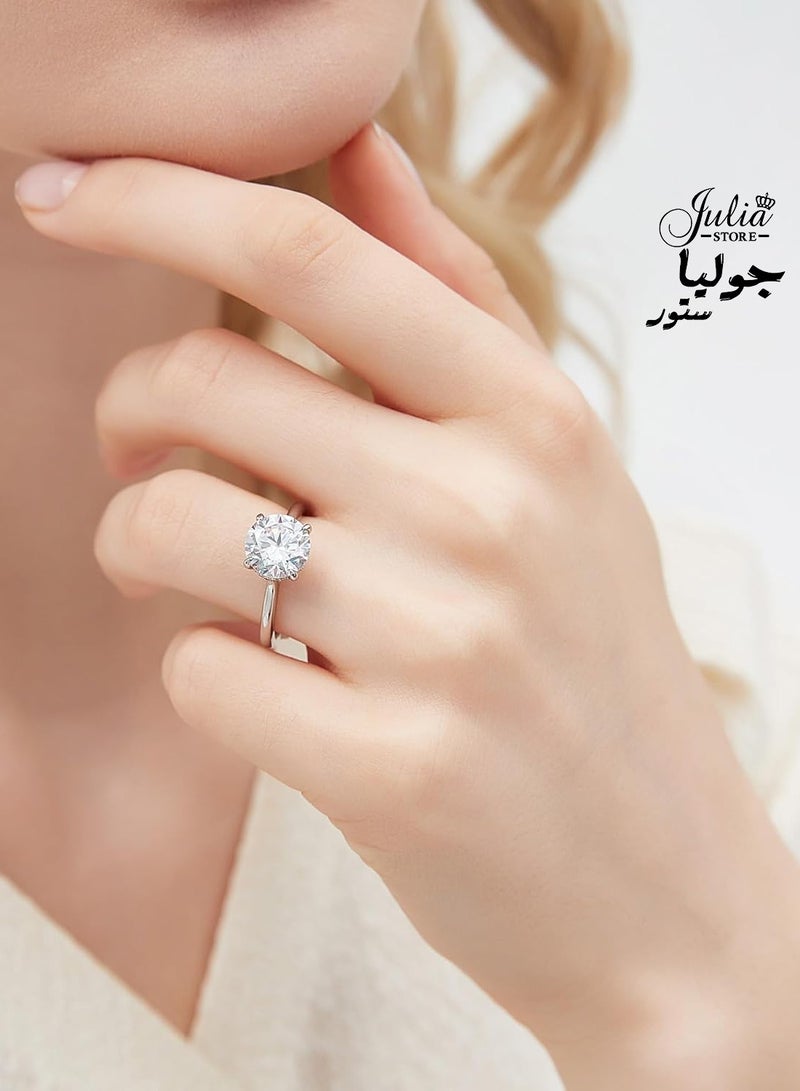 Julia Store 18K White Gold Plated Round Cut Trendy Luxury Eternal Love Solitaire - Image 4