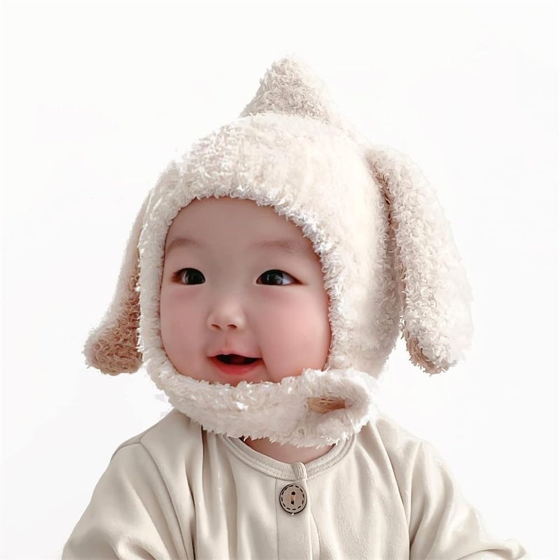 Luckam Baby Beanie Earflaps Hat, Lamb Wool Baby Winter Hat Earflaps Fleece Hats, Toddlers Warm Beanie Skull Cap for Kids Boys Girls 9M-3Yrs - Image 4