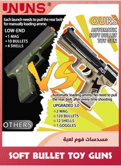 UNUNS Soft Bullets Toy Gun,Automatic Reloading Rebound And Shell Ejecting Gun,Soft Foam Blaster  Pistol Shooting Games,Education Model Toys,Ideal Gift For 8+ Kids Boys Girls Teens Adults,Sand Black  - Image 4