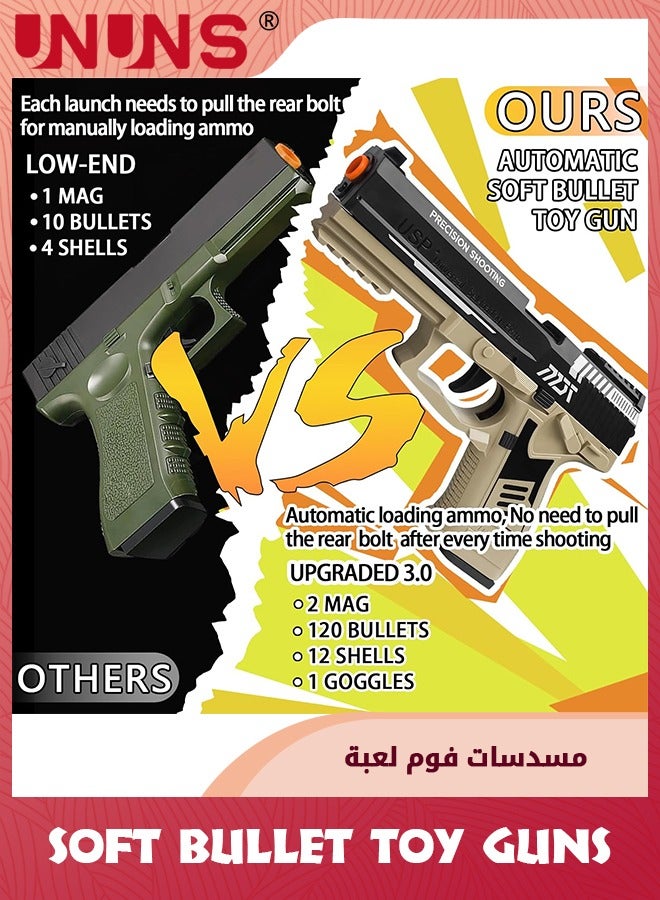 UNUNS Soft Bullets Toy Gun,Automatic Reloading Rebound And Shell Ejecting Gun,Soft Foam Blaster  Pistol Shooting Games,Education Model Toys,Ideal Gift For 8+ Kids Boys Girls Teens Adults,Sand Black - Image 4