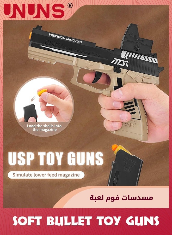 UNUNS Soft Bullets Toy Gun,Automatic Reloading Rebound And Shell Ejecting Gun,Soft Foam Blaster  Pistol Shooting Games,Education Model Toys,Ideal Gift For 8+ Kids Boys Girls Teens Adults,Sand Black - Image 3