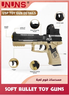 UNUNS Soft Bullets Toy Gun,Automatic Reloading Rebound And Shell Ejecting Gun,Soft Foam Blaster  Pistol Shooting Games,Education Model Toys,Ideal Gift For 8+ Kids Boys Girls Teens Adults,Sand Black  - Image 2