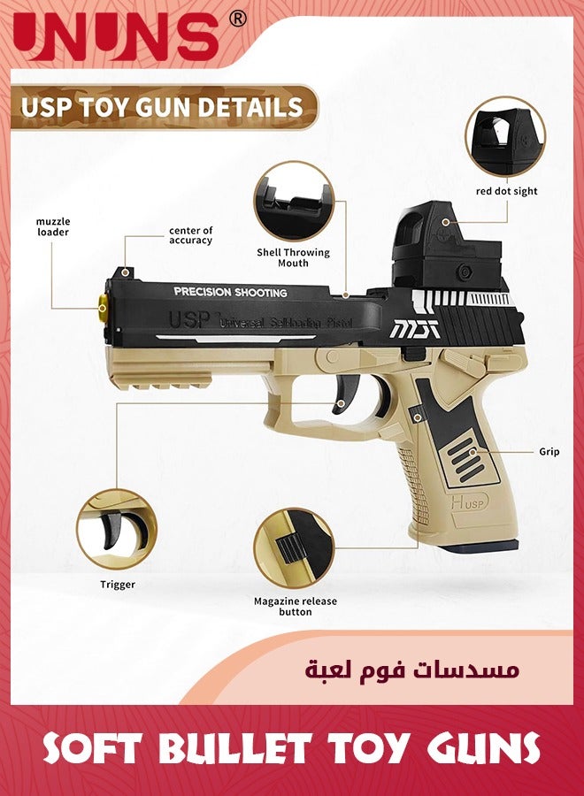 UNUNS Soft Bullets Toy Gun,Automatic Reloading Rebound And Shell Ejecting Gun,Soft Foam Blaster  Pistol Shooting Games,Education Model Toys,Ideal Gift For 8+ Kids Boys Girls Teens Adults,Sand Black - Image 2