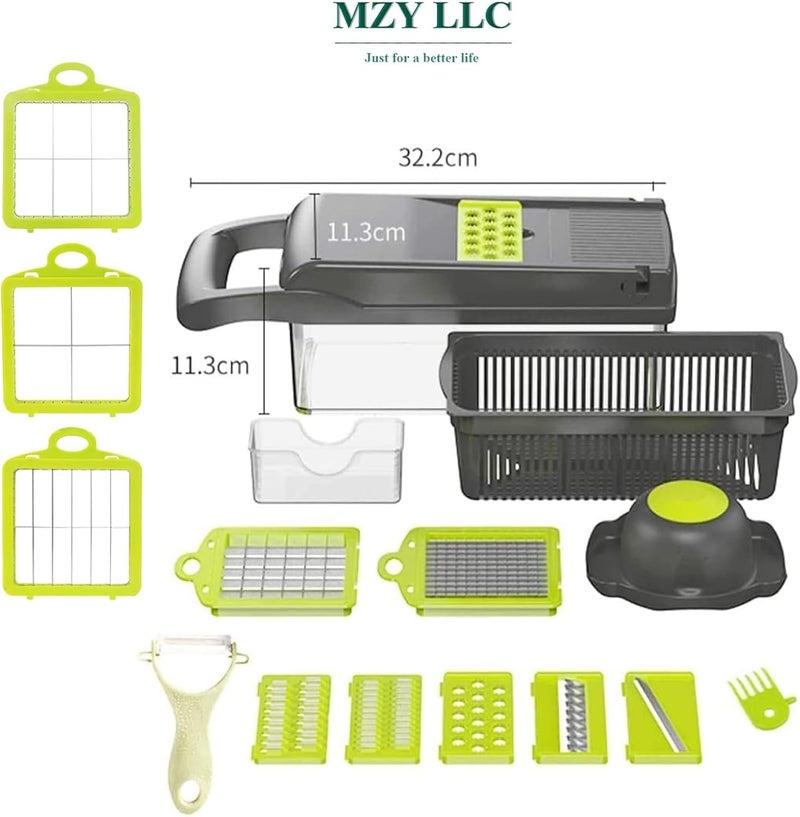 Innovative 16-in-1 vegetable slicer and slicer with a tray for slicing vegetables, fruits, potatoes, and onions - Image 2