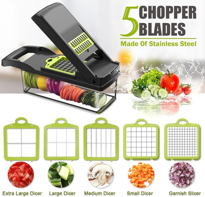 Innovative 16-in-1 vegetable slicer and slicer with a tray for slicing vegetables, fruits, potatoes, and onions - Image 3