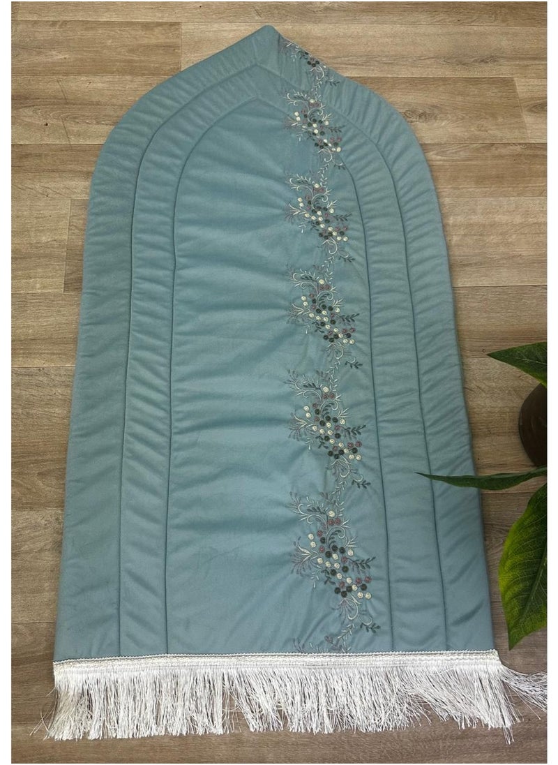 SMART HOME Embroidered sponge padded prayer rug set with a crushed embroidered prayer sheet. Excellent soft, cool material that provides you with comfort.  - Image 2