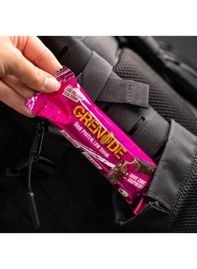 Grenade Dark Chocolate Raspberry Low Sugar High Protein Bar – Pack of 12 - Image 2