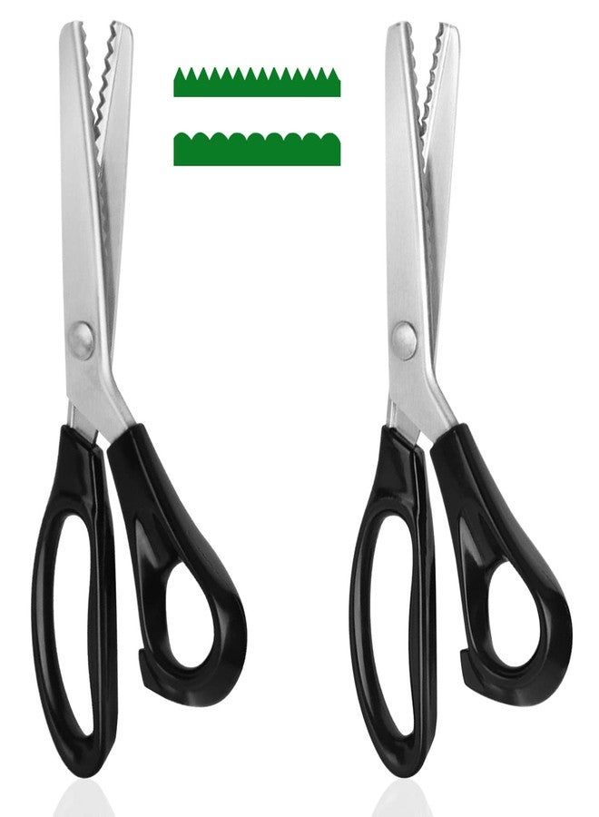 DaKuan 2 Models Pinking Shears for Crafting and Paper Cutting, Zig Zag Scissors for Fabric and Leather (5 mm Triangular and Rounded Teeth) - Image 1