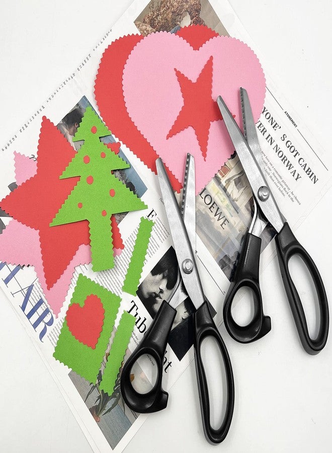DaKuan 2 Models Pinking Shears for Crafting and Paper Cutting, Zig Zag Scissors for Fabric and Leather (5 mm Triangular and Rounded Teeth) - Image 2