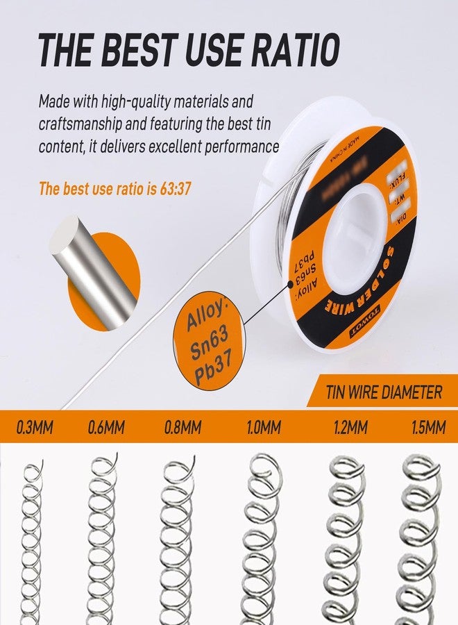 TOWOT 63-37 High Purity Tin Lead Rosin Core Solder Wire for Electrical Soldering, Content 1.8% Solder flux (1.5mm, 50g) - Image 2