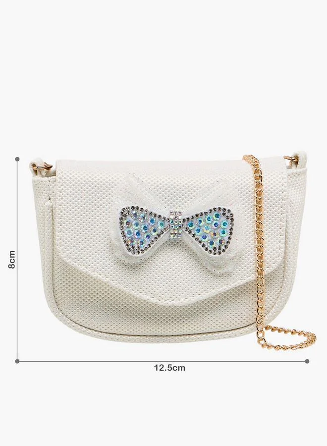 Flora Bella By Shoexpress Embellished Bow Crossbody Bag with Chain Strap