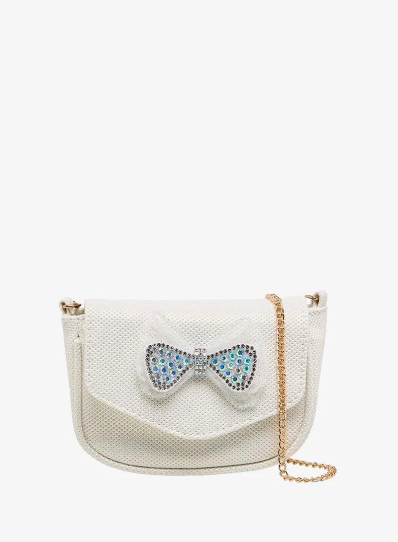 Flora Bella By Shoexpress Embellished Bow Crossbody Bag with Chain Strap