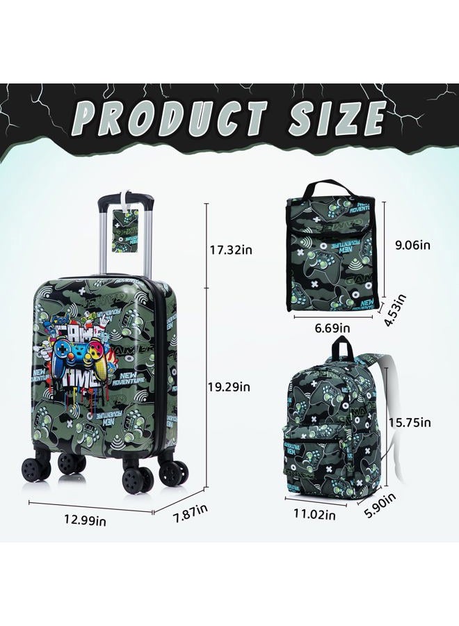 Rosamo Kid's Luggage Set 6 Piece Suitcase Set 16" Hardside Luggage with Spinner Wheels Girls Boys Carry on Luggage Travel Rolling Luggage Airline Approved, Black, Joystick - Image 2