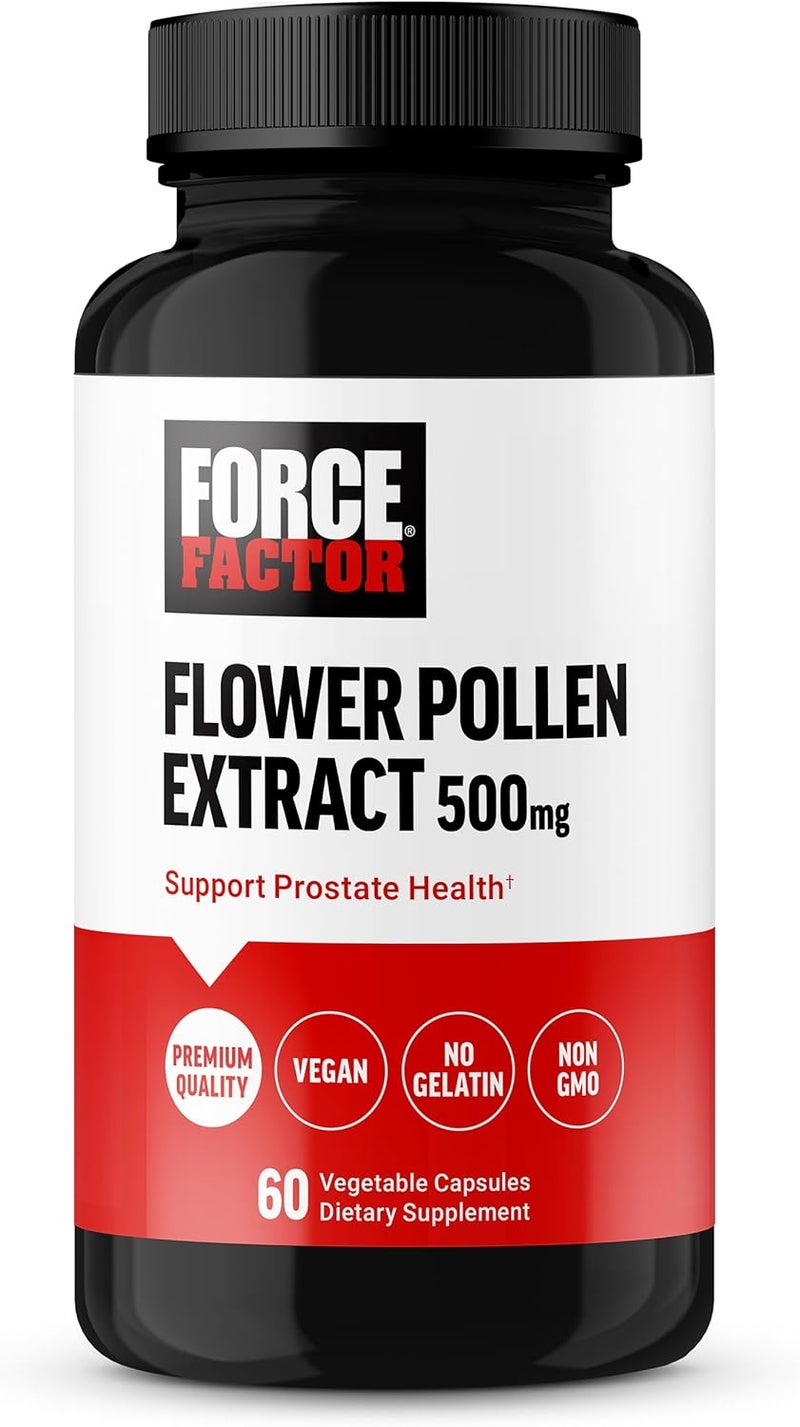 FORCE FACTOR Flower Pollen Prostate Support Supplement for Mens Health Prostate Health Supplement 500mg Flower Pollen Capsules Vegan No Gelatin NonGMO 60 Capsules - Image 1