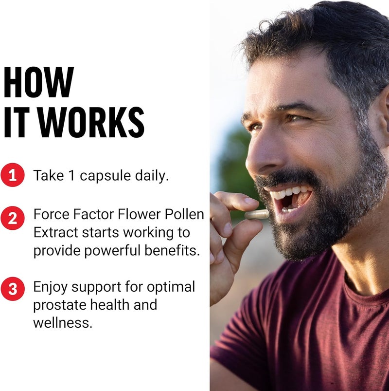 FORCE FACTOR Flower Pollen Prostate Support Supplement for Mens Health Prostate Health Supplement 500mg Flower Pollen Capsules Vegan No Gelatin NonGMO 60 Capsules - Image 4