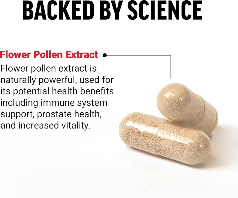 FORCE FACTOR Flower Pollen Prostate Support Supplement for Mens Health Prostate Health Supplement 500mg Flower Pollen Capsules Vegan No Gelatin NonGMO 60 Capsules - Image 3