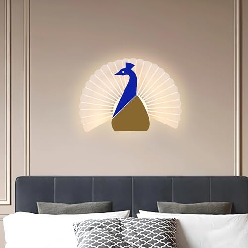 Groeien Pack of 2 | 15watt LED Sconce Peacock Shape Modern Transparent Indoor Home Acrylic Wall Lamp for Bedroom, Livingroom, Indoor- Warm White (Peacock) - Image 4