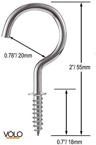 VOLO 2-Inch Steel Cup Ceiling Hooks Holder - Pack of 10 Pcs, Heavy Duty J Hook. - Image 2