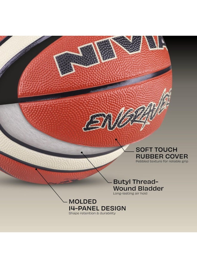 Nivia Engraver Size 7 Rubber Basketball with Soft Pebbled Grip 14-Panel Molded Construction, Butyl Thread-Wound Bladder, Indoor & Outdoor Training and Match Ball - Image 4
