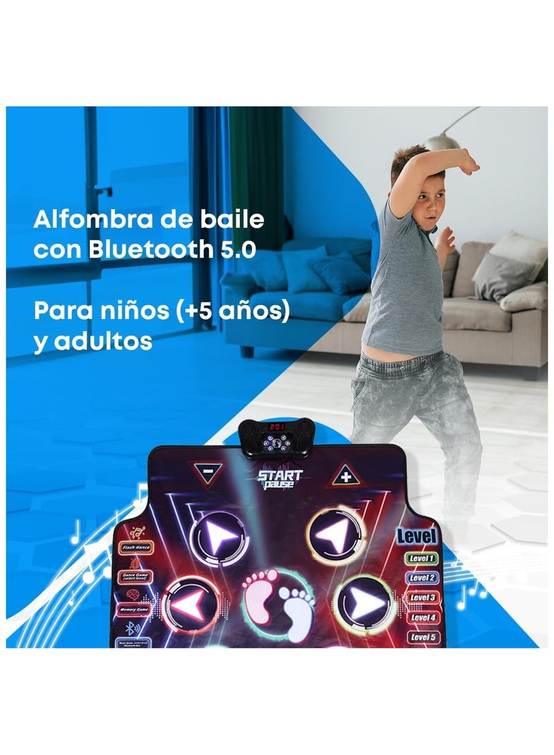 Kannzz Dance Mat Children + 5 Years and Adults with Bluetooth 5.0 - Toy Music Mat 7 Play Modes, Birthday, Non-Slip Base and Speaker Adjustable Volume (100 x 89 cm) - Image 2