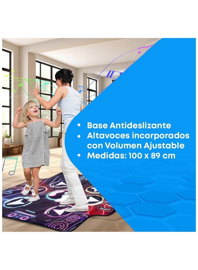 Kannzz Dance Mat Children + 5 Years and Adults with Bluetooth 5.0 - Toy Music Mat 7 Play Modes, Birthday, Non-Slip Base and Speaker Adjustable Volume (100 x 89 cm) - Image 3