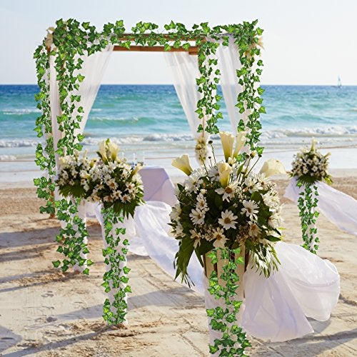 Beebel Ivy Garland 85Ft 12 Strands Artificial Fake Ivy Leaves Greenery Leaves Hanging Vines Plant Leaves Garland Home Garden Poison Ivy Costume - Image 2