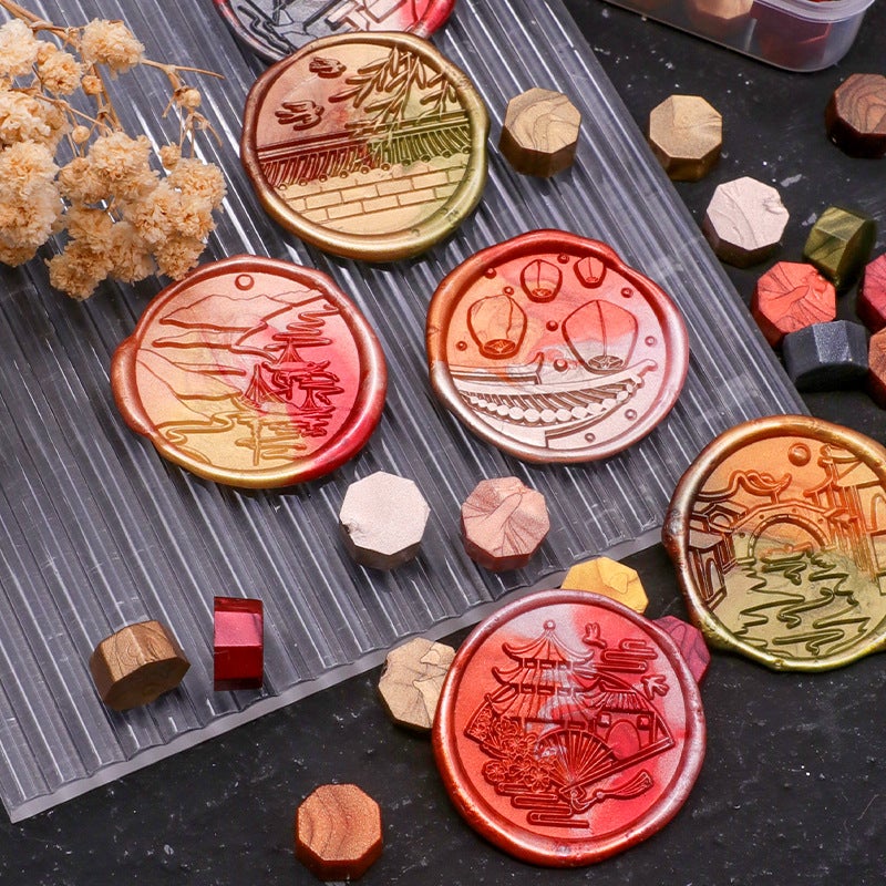Fire Paint Seal Wax Grain Mixed Color Sealing Wax Seal Envelope Invitation Card Wedding Sticker Gift Box Octagonal Fire Paint Wax Grain - Image 5