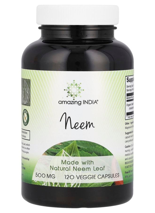 Amazing India - Neem 500 mg 120 Veggie Capsules - Image 1