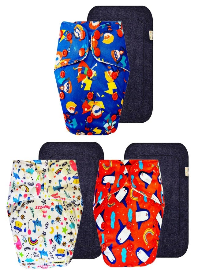 حفاضات قماشية فاخرة من دمبلدو مع حشوة سوداء (عبوة من 3) | ملائمة محكمة | وسادة ماصة من 6 طبقات | سهلة التنظيف | تغيير حفاضات بدون قلق | من 3 أشهر إلى 3 سنوات | للجنسين - Image 1