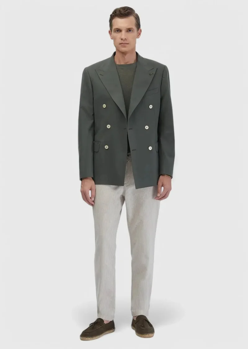 رامسي جاكيت كاكي سادة بقصة ضيقة