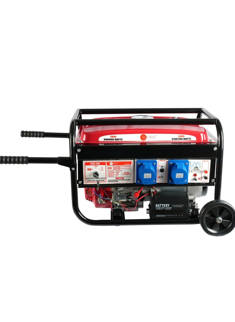AFRA - AFRA Gasoline Generator 3KW Maximum Recoil and Electric Start 170F Engine Compact Design Low Noise Accessories Included - Image 1