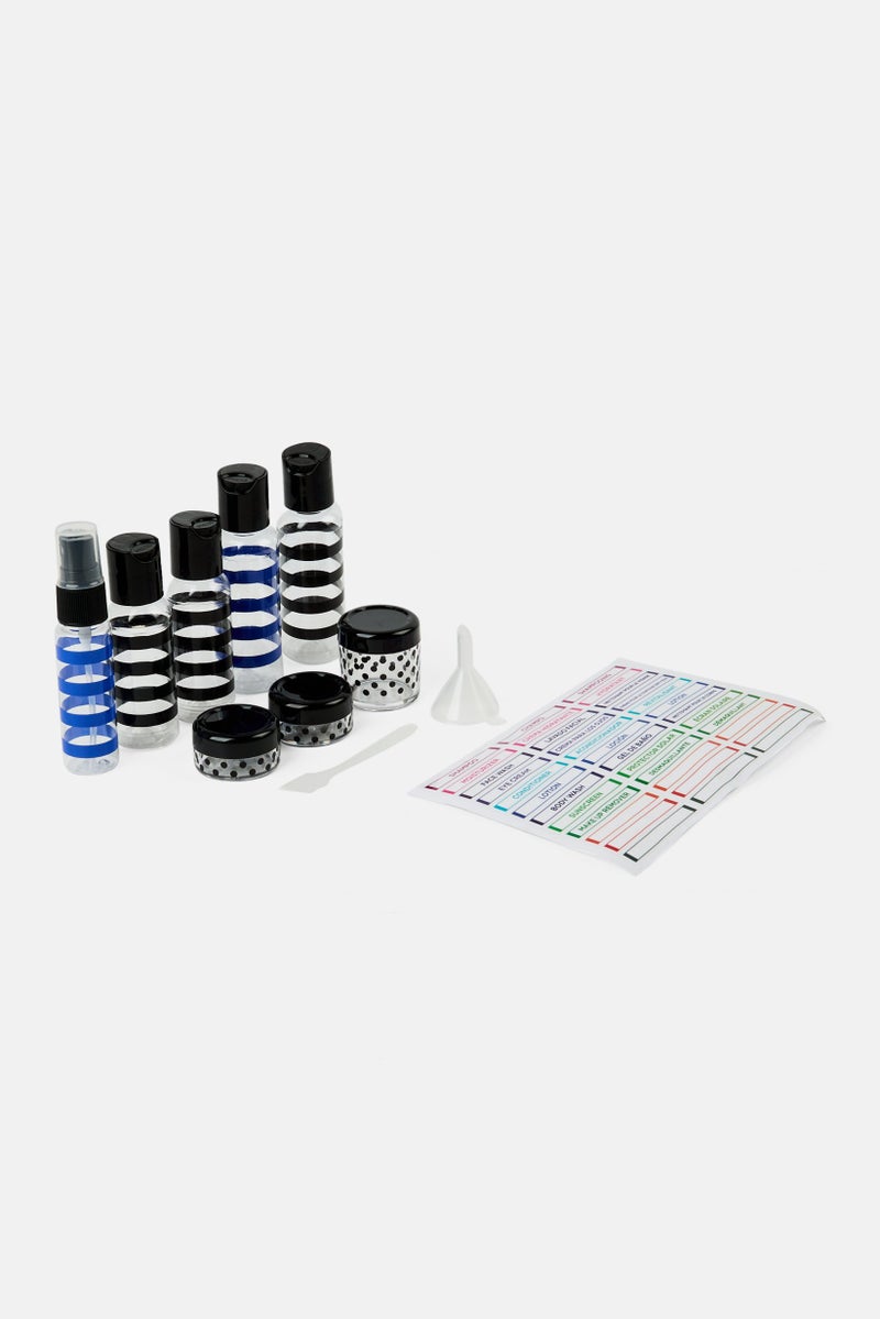 Miamica 10 Piece Stripe Travel Bottle Kit, Transparent  - Image 3