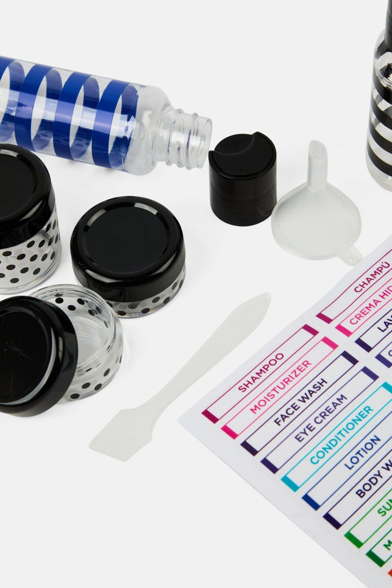 Miamica 10 Piece Stripe Travel Bottle Kit, Transparent  - Image 4