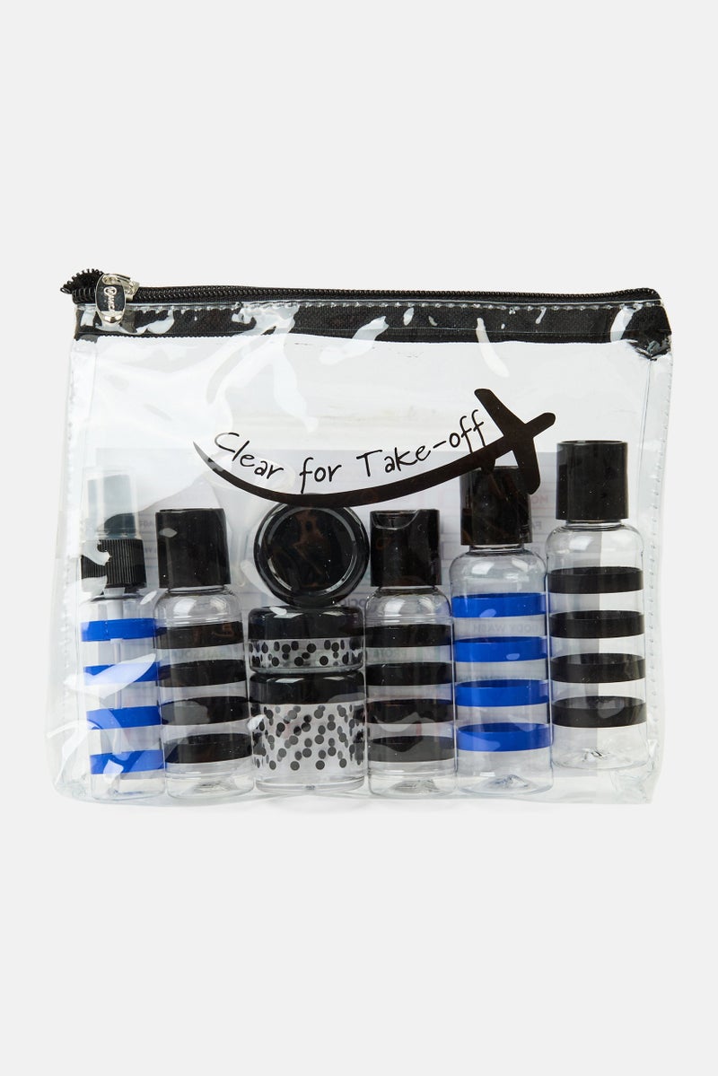 Miamica 10 Piece Stripe Travel Bottle Kit, Transparent  - Image 1