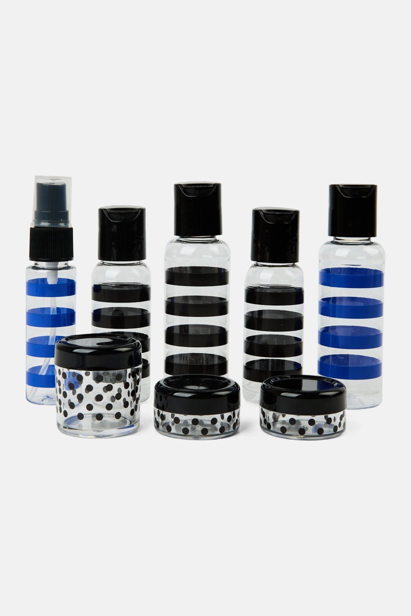 Miamica 10 Piece Stripe Travel Bottle Kit, Transparent  - Image 2