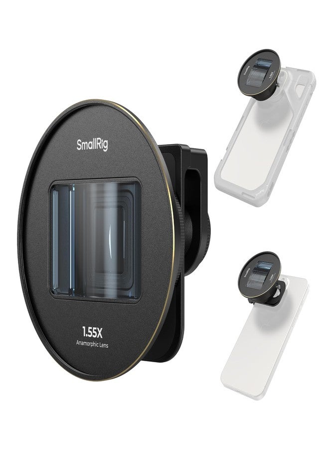 SMALLRIG عدسة أنامورفيك SmallRig 1.55XT للهاتف، عدسة سينمائية عريضة 2.76:1 مع توهج أزرق لحامل الهاتف T-mount، عدسة أنامورفيك مع مشبك عدسة لهواتف iPhone 15 14 13 12، وللسلسلة Samsung S22 S21 - 3578B - Image 1